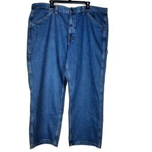 BLUE MOUNTAIN MENS NWT BLUE DENIM UTILITY CARPENTER WORK PANTS 44X30 RELAXED FIT